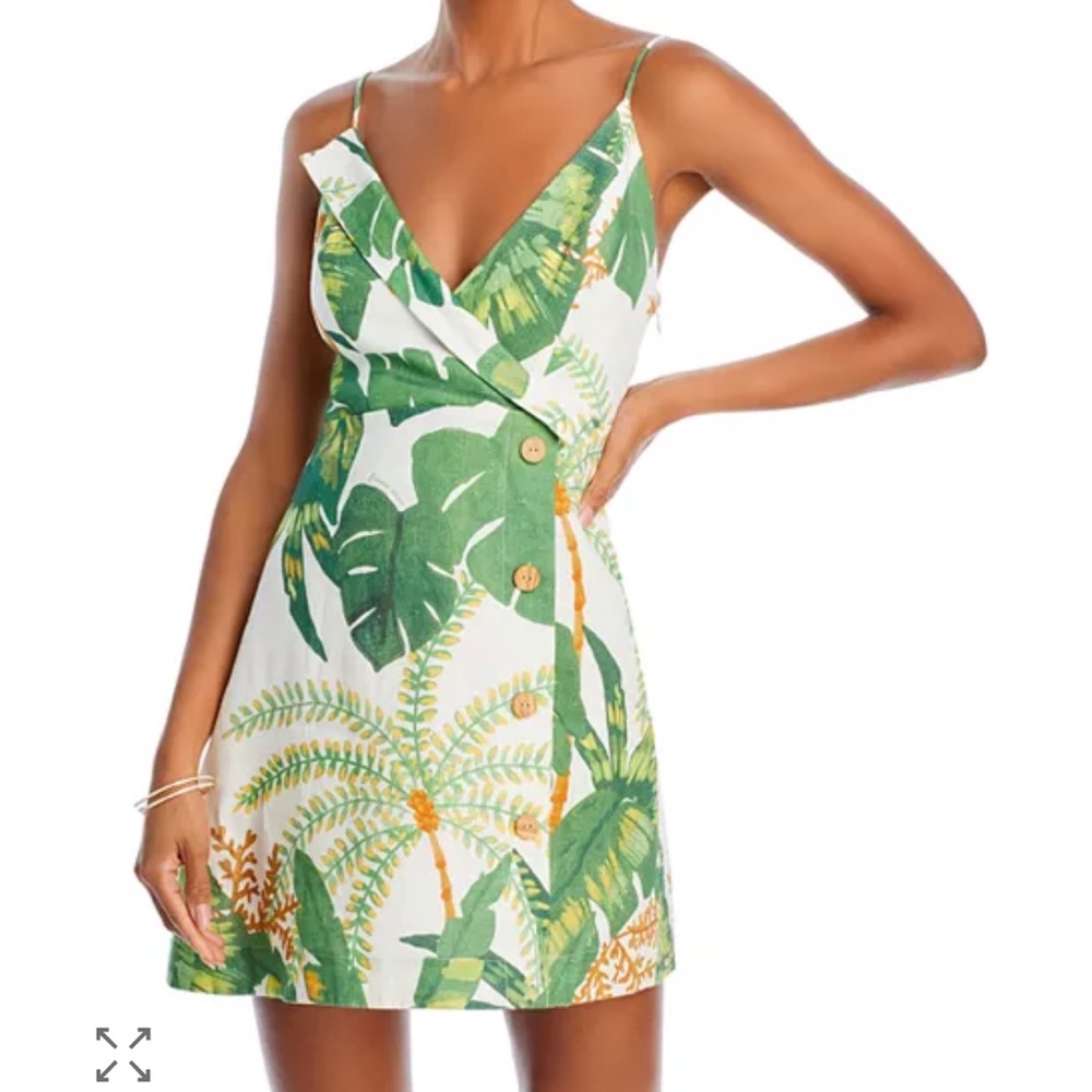 Farm Rio Tropical Forest Off-White Mini Dress